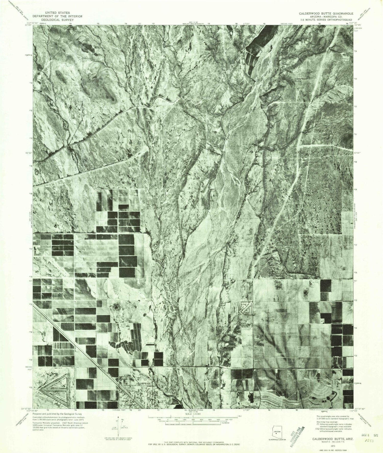 Classic USGS Calderwood Butte Arizona 7.5'x7.5' Topo Map Image