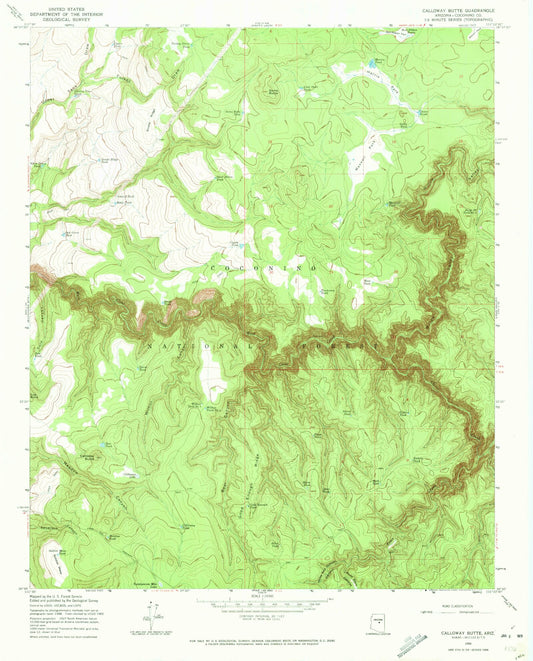 Classic USGS Calloway Butte Arizona 7.5'x7.5' Topo Map Image