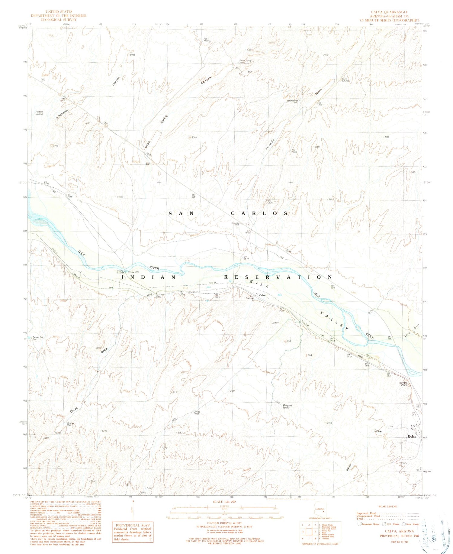 Classic USGS Calva Arizona 7.5'x7.5' Topo Map Image