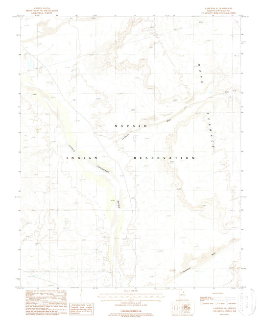 Classic USGS Cameron SE Arizona 7.5'x7.5' Topo Map Image