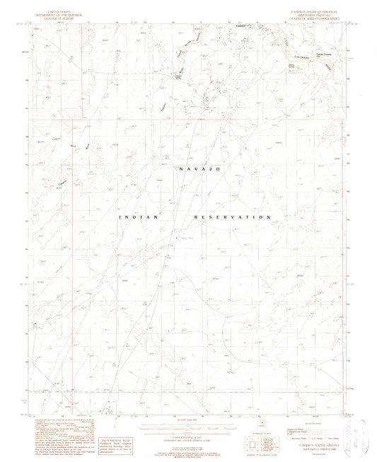 Classic USGS Cameron South Arizona 7.5'x7.5' Topo Map Image