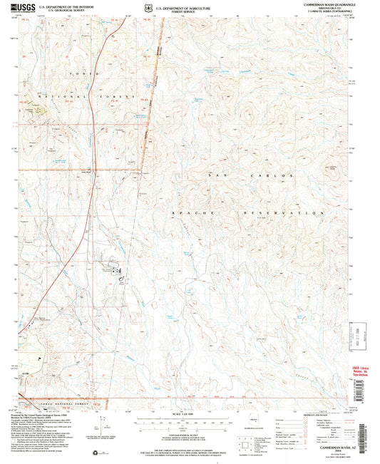 Classic USGS Cammerman Wash Arizona 7.5'x7.5' Topo Map Image