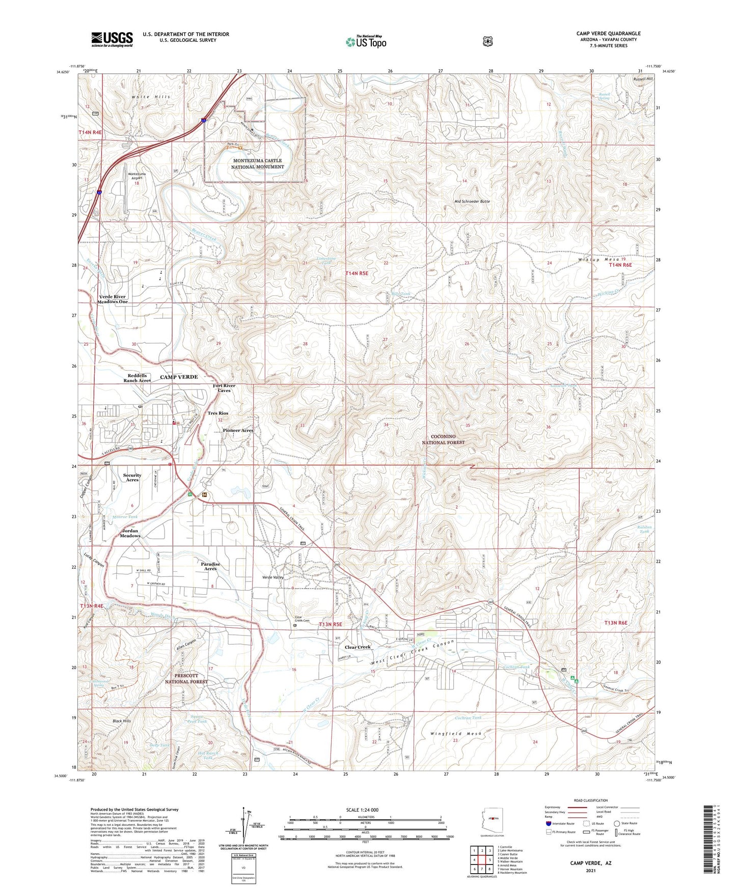 Camp Verde Arizona US Topo Map Image