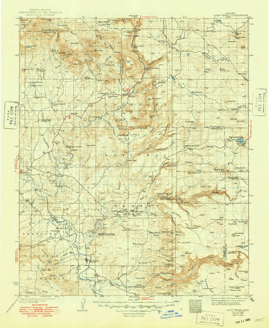 Historic 1936 Camp Verde Arizona 30'x30' Topo Map Image