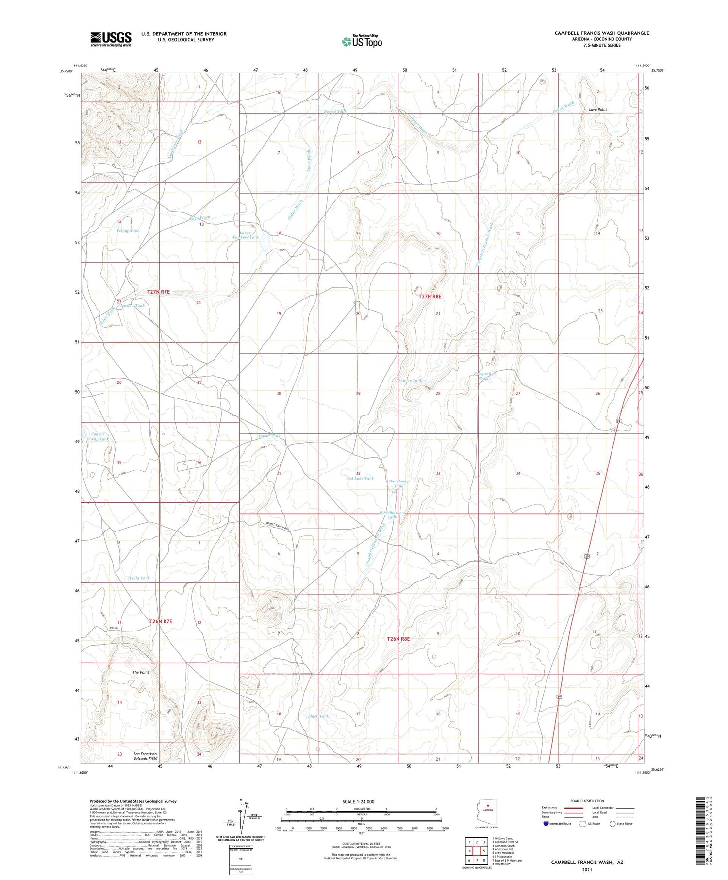 Campbell Francis Wash Arizona US Topo Map Image