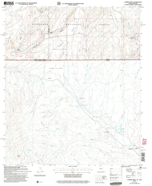 Classic USGS Campini Mesa Arizona 7.5'x7.5' Topo Map Image