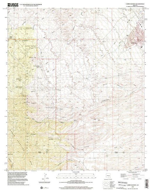 Classic USGS Campo Bonito Arizona 7.5'x7.5' Topo Map Image