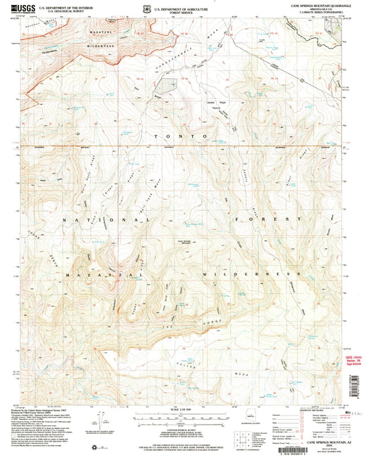 Classic USGS Cane Springs Mountain Arizona 7.5'x7.5' Topo Map Image