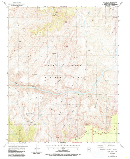 USGS Classic Cape Royal Arizona 7.5'x7.5' Topo Map Image
