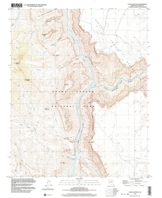 Classic USGS Cape Solitude Arizona 7.5'x7.5' Topo Map Image
