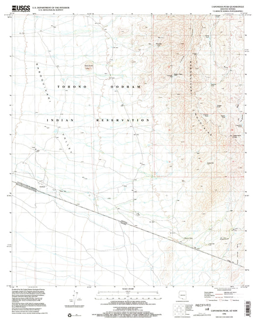 Classic USGS Caponera Peak Arizona 7.5'x7.5' Topo Map Image