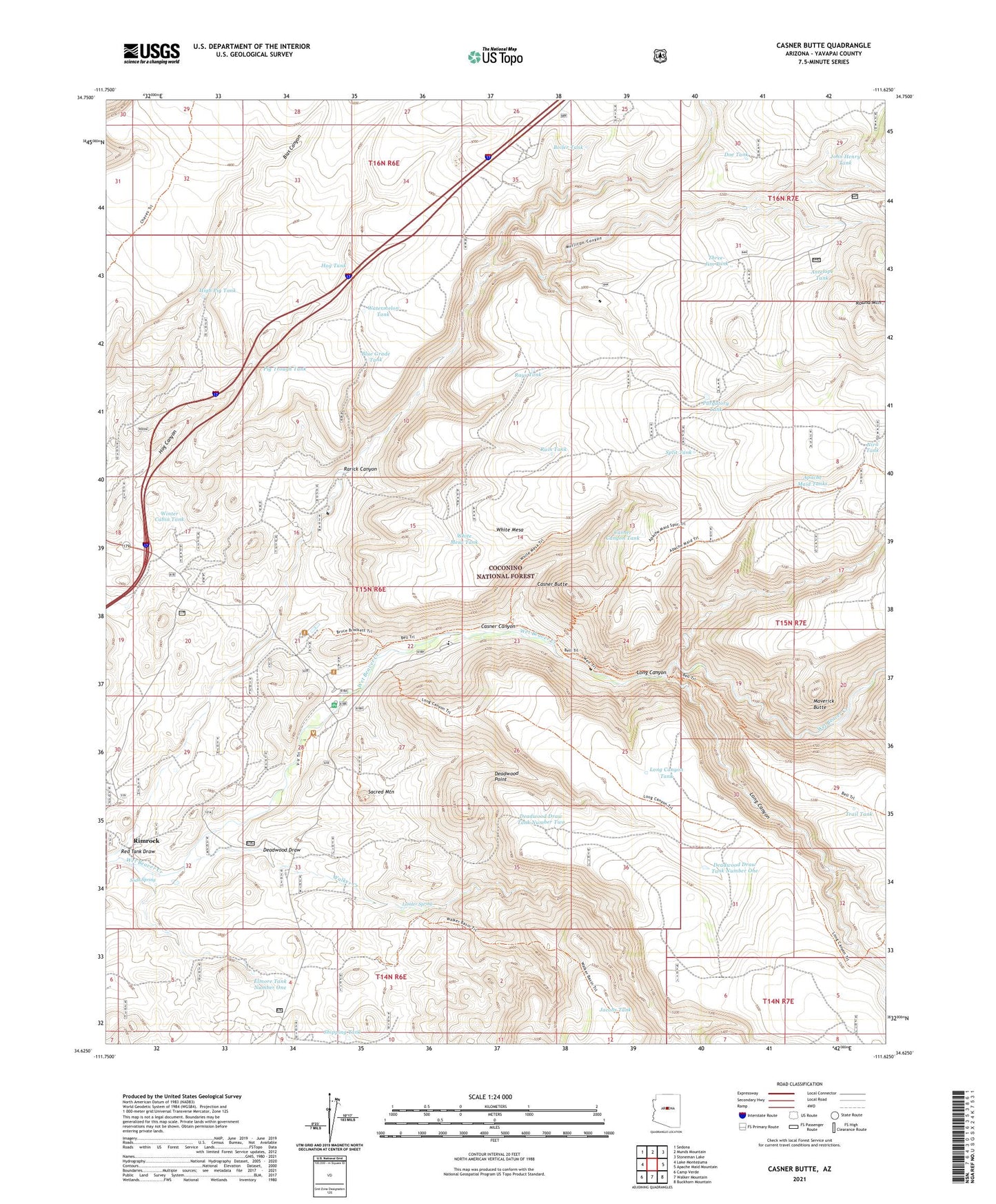 Casner Butte Arizona US Topo Map Image