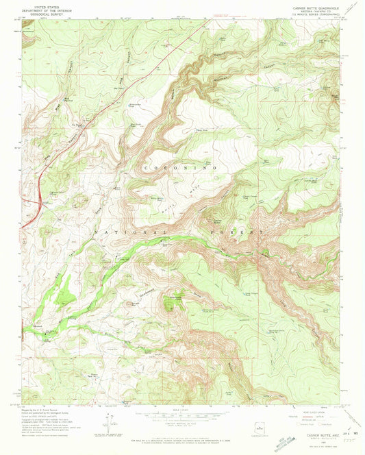 Classic USGS Casner Butte Arizona 7.5'x7.5' Topo Map Image