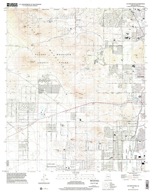 Classic USGS Cat Mountain Arizona 7.5'x7.5' Topo Map Image