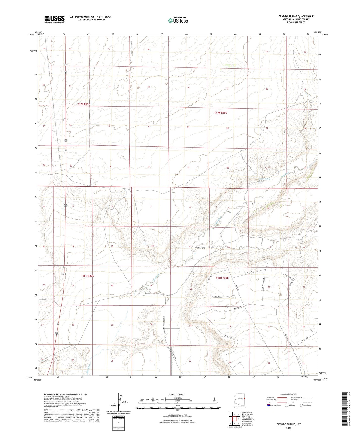 Ceadro Spring Arizona US Topo Map Image
