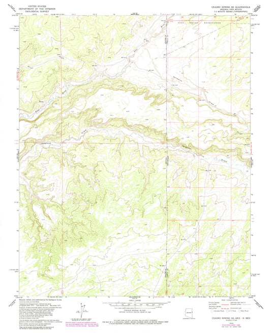 Classic USGS Ceadro Spring SE Arizona 7.5'x7.5' Topo Map Image