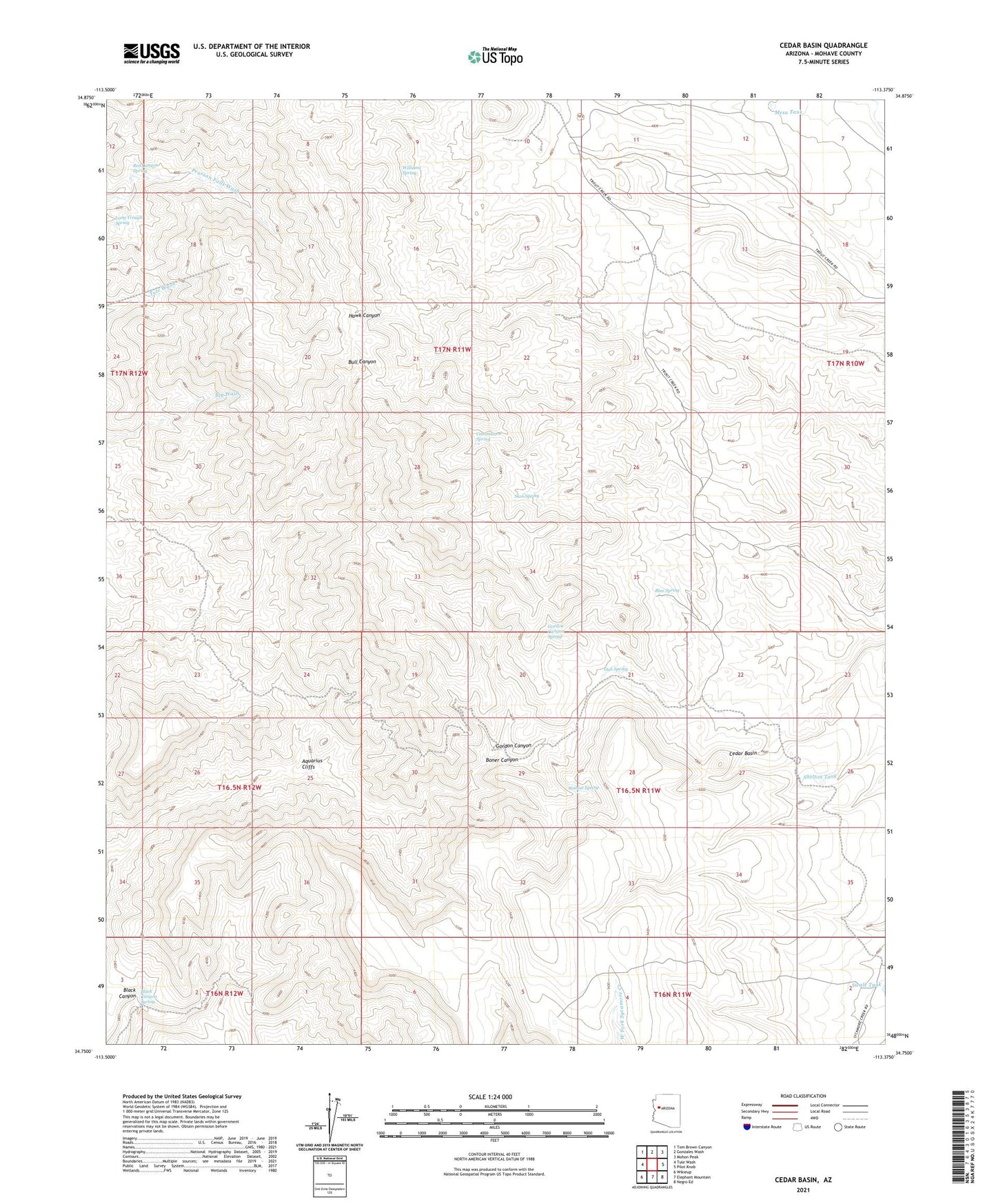 Cedar Basin Arizona US Topo Map Image
