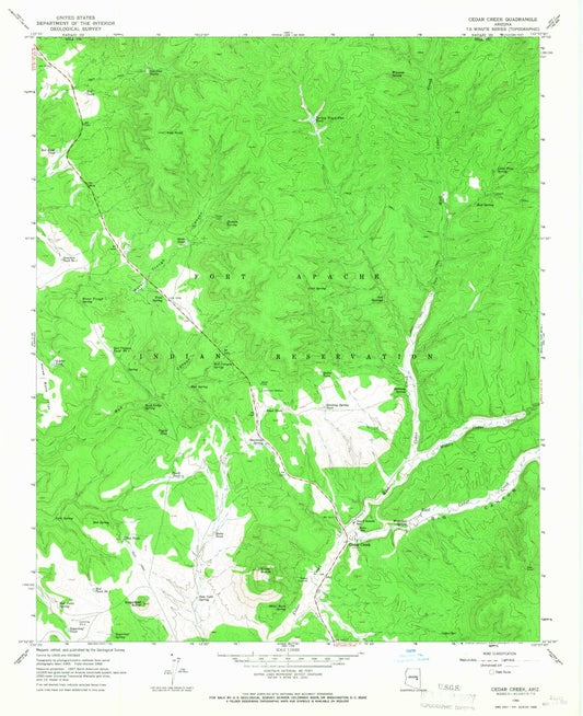 Classic USGS Cedar Creek Arizona 7.5'x7.5' Topo Map Image