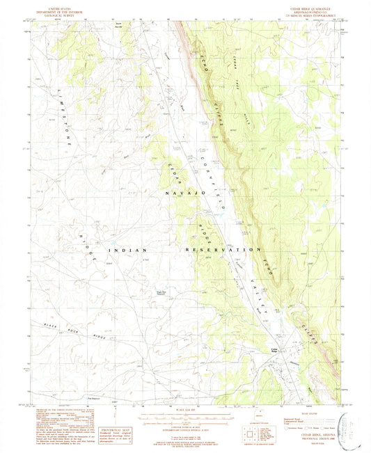 Classic USGS Cedar Ridge Arizona 7.5'x7.5' Topo Map Image