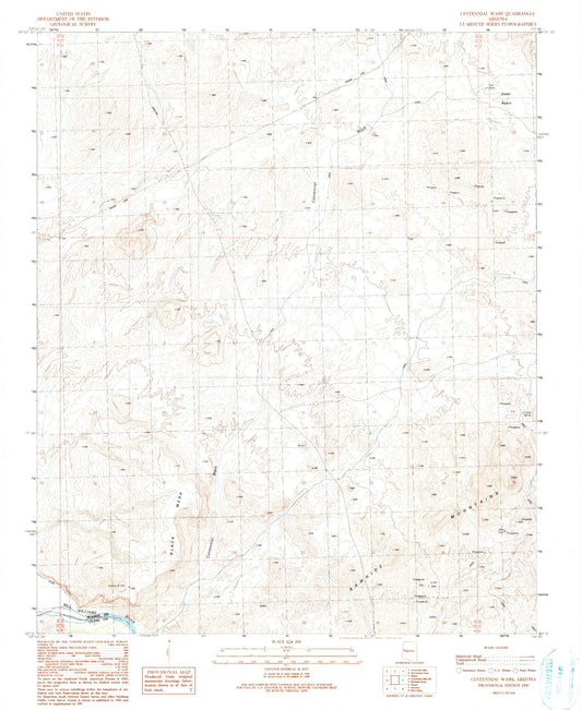 Classic USGS Centennial Wash Arizona 7.5'x7.5' Topo Map Image