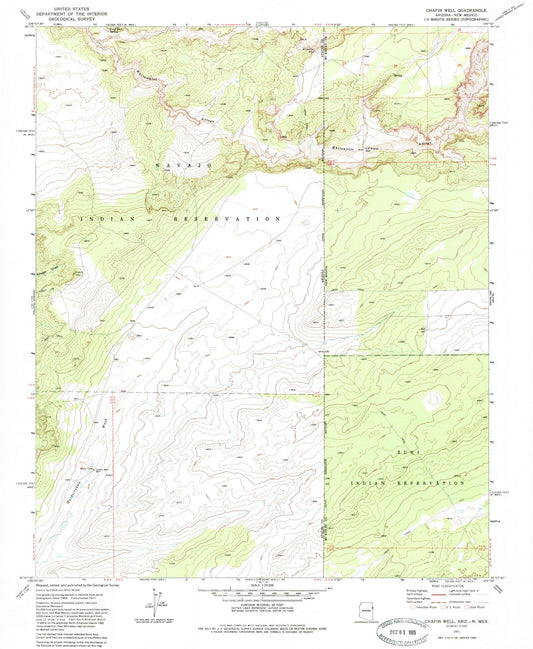 Classic USGS Chafin Well Arizona 7.5'x7.5' Topo Map Image