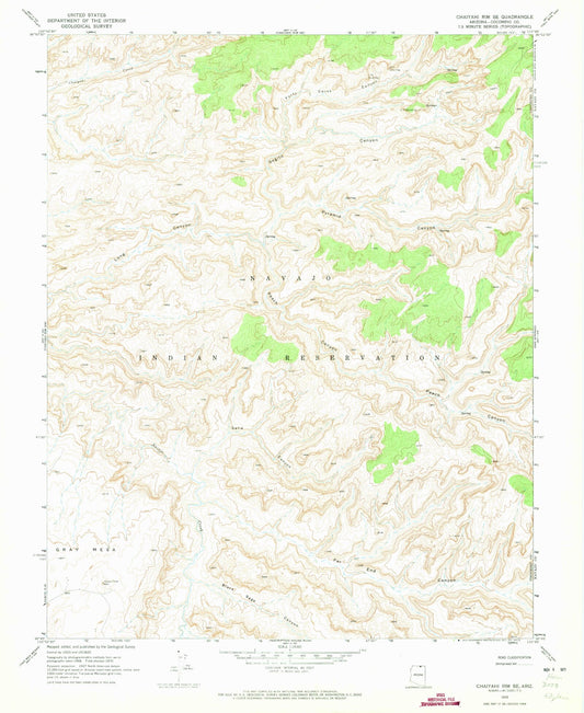Classic USGS Chaiyahi Rim SE Arizona 7.5'x7.5' Topo Map Image