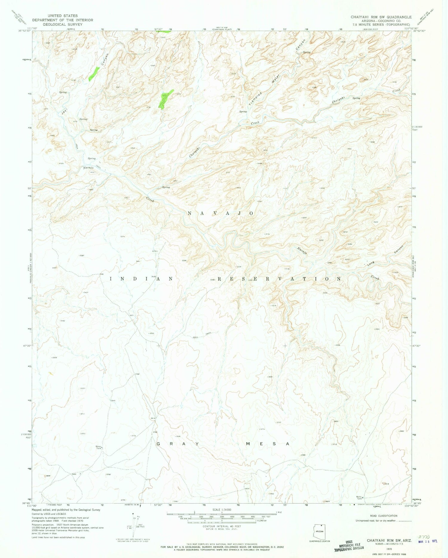 Classic USGS Chaiyahi Rim SW Arizona 7.5'x7.5' Topo Map Image