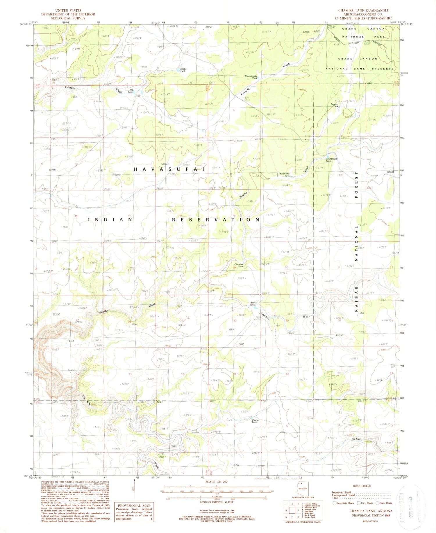 Classic USGS Chamisa Tank Arizona 7.5'x7.5' Topo Map Image