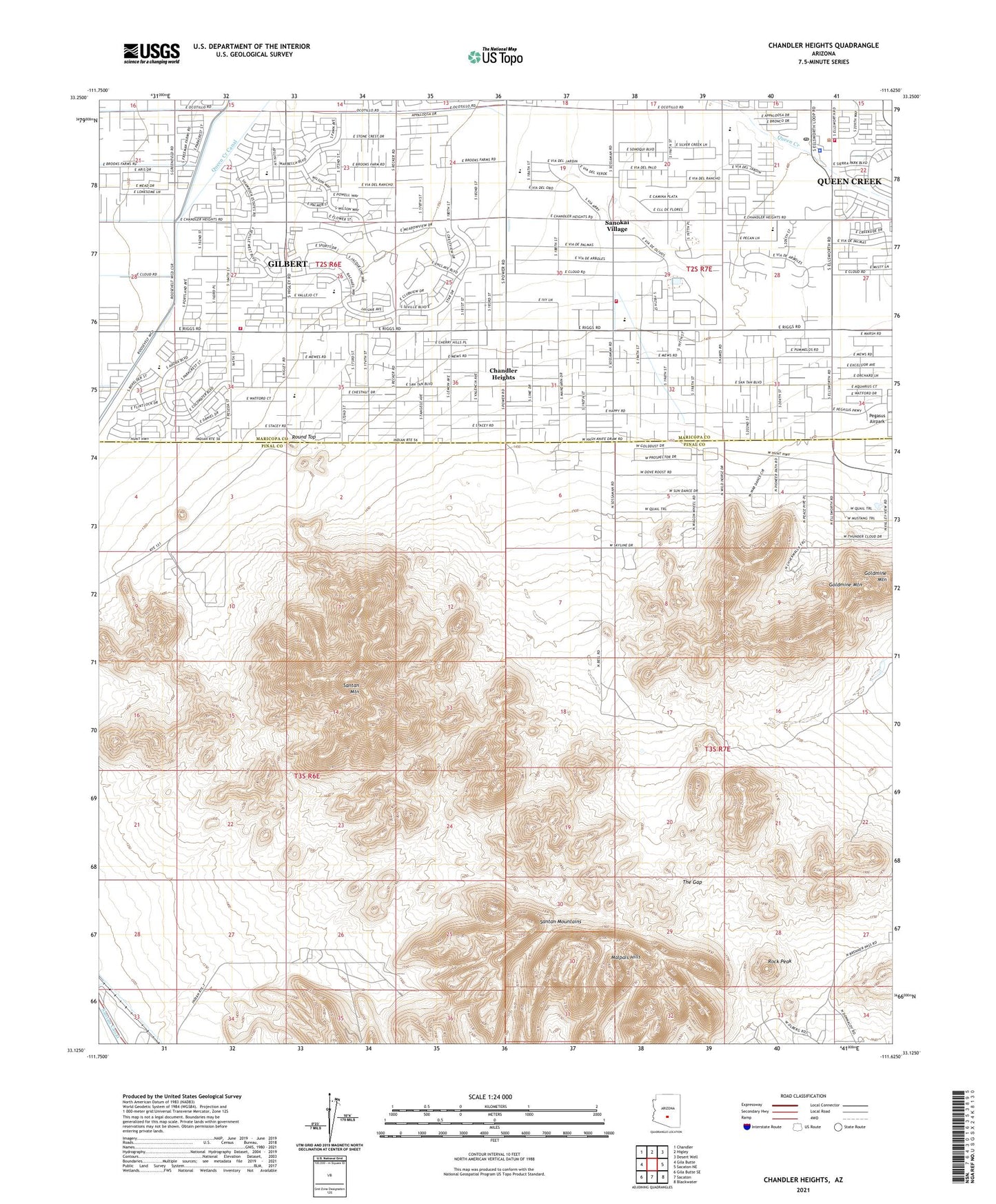 Chandler Heights Arizona US Topo Map Image