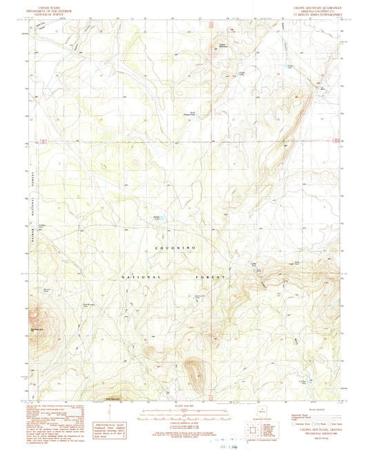 Classic USGS Chapel Mountain Arizona 7.5'x7.5' Topo Map Image