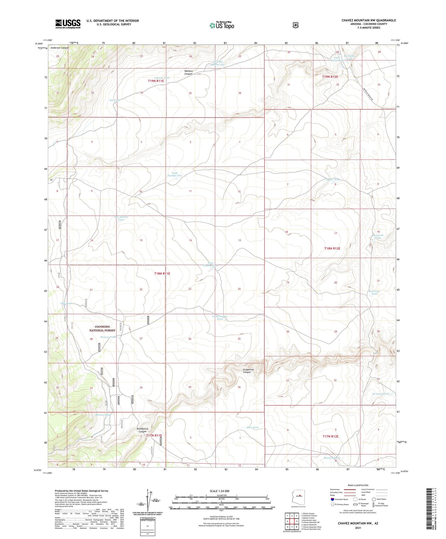 Chavez Mountain NW Arizona US Topo Map Image