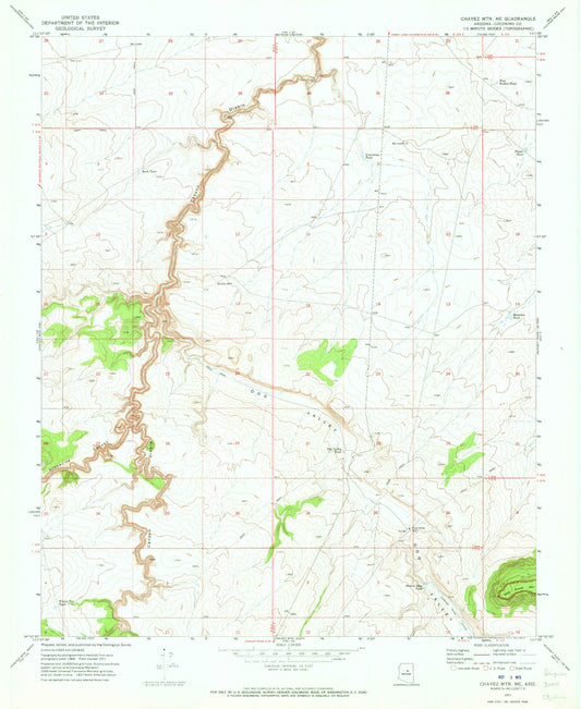 Classic USGS Chavez Mountain NE Arizona 7.5'x7.5' Topo Map Image