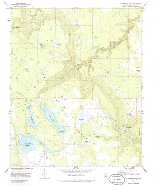 Classic USGS Chavez Mountain West Arizona 7.5'x7.5' Topo Map Image