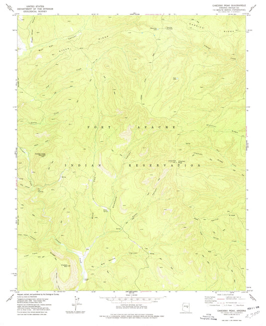 Classic USGS Chediski Peak Arizona 7.5'x7.5' Topo Map Image