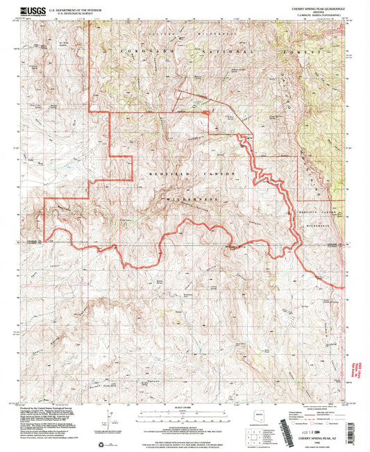 Classic USGS Cherry Spring Peak Arizona 7.5'x7.5' Topo Map Image