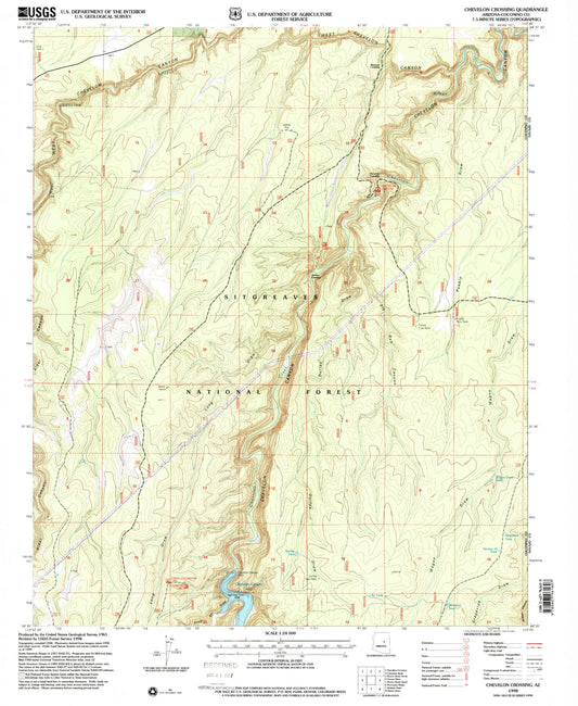 Classic USGS Chevelon Crossing Arizona 7.5'x7.5' Topo Map Image