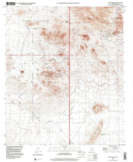 Classic USGS Chico Shunie Arizona 7.5'x7.5' Topo Map Image