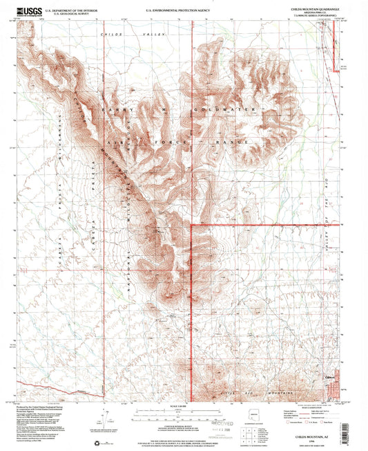 Classic USGS Childs Mountain Arizona 7.5'x7.5' Topo Map Image