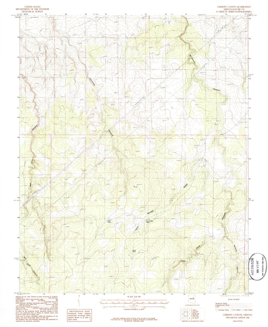 Classic USGS Chimney Canyon Arizona 7.5'x7.5' Topo Map Image