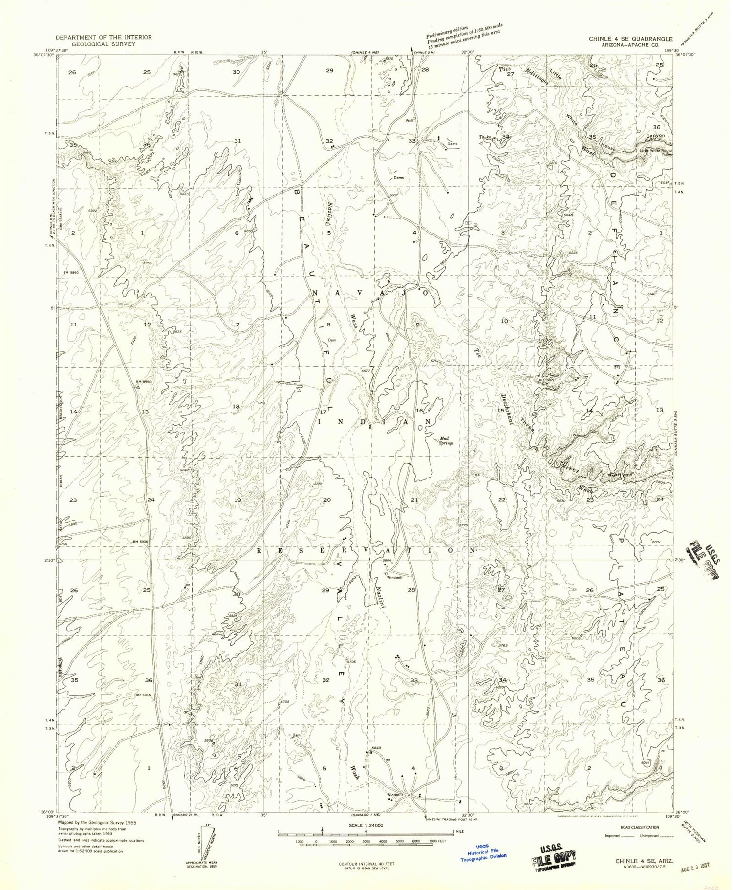 Classic USGS Mud Spring Arizona 7.5'x7.5' Topo Map Image