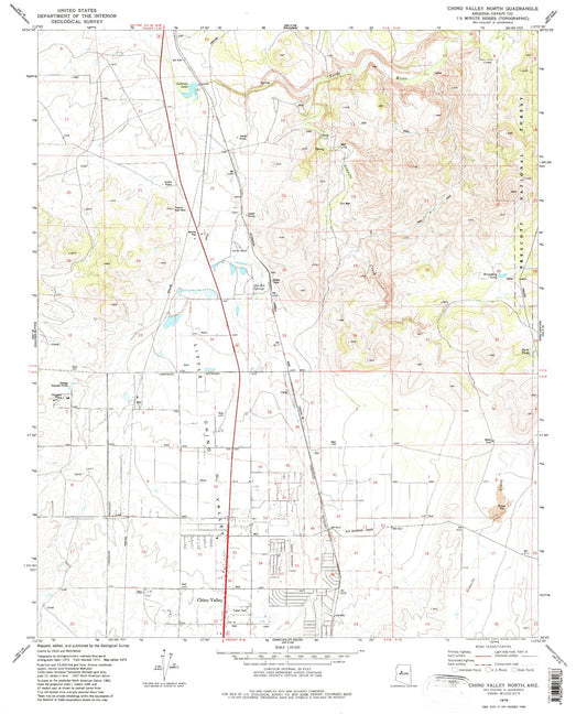 Classic USGS Chino Valley North Arizona 7.5'x7.5' Topo Map Image