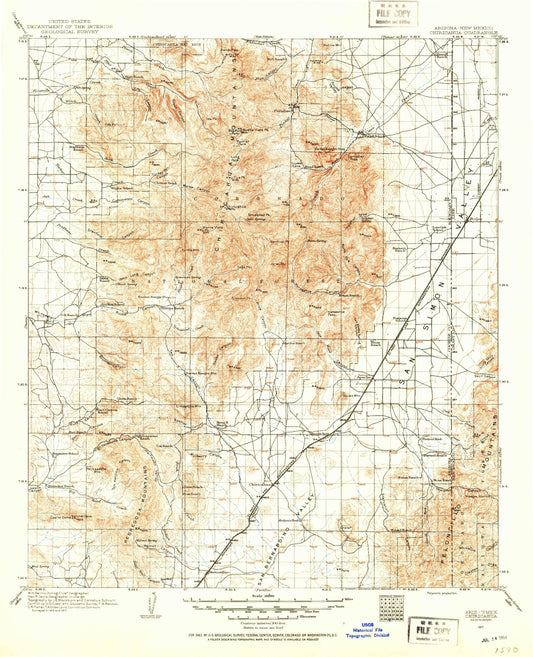 Historic 1917 Chiricahua Arizona 30'x30' Topo Map Image