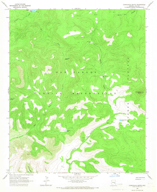 Classic USGS Chiricahua Butte Arizona 7.5'x7.5' Topo Map Image