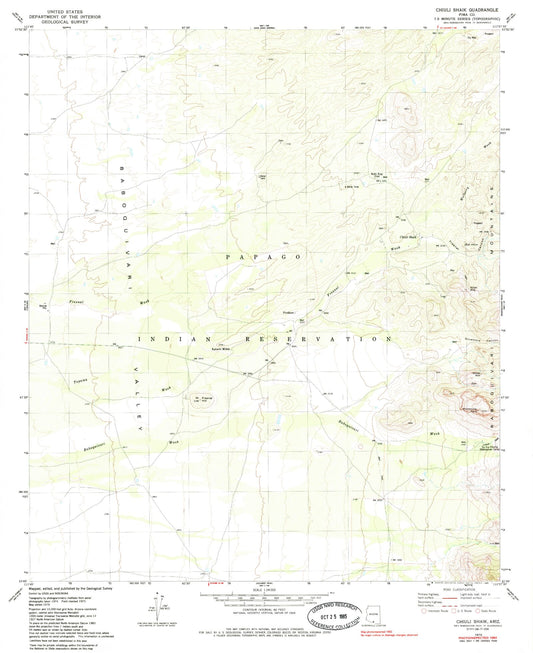 Classic USGS Chiuli Shaik Arizona 7.5'x7.5' Topo Map Image