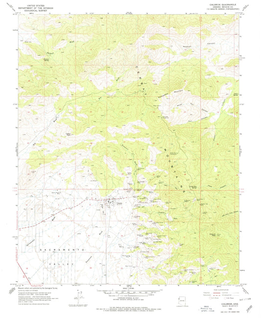 Classic USGS Chloride Arizona 7.5'x7.5' Topo Map Image