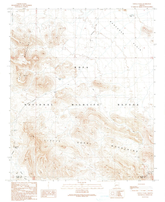 Classic USGS Cholla Tank Arizona 7.5'x7.5' Topo Map Image