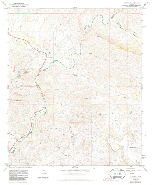 Classic USGS Christmas Arizona 7.5'x7.5' Topo Map Image