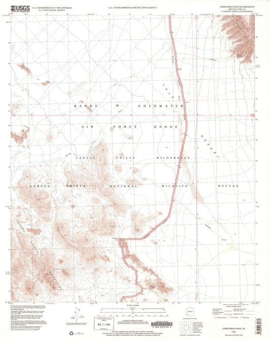 Classic USGS Christmas Pass Arizona 7.5'x7.5' Topo Map Image