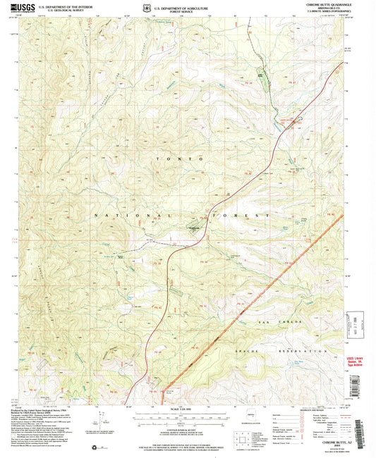 Classic USGS Chrome Butte Arizona 7.5'x7.5' Topo Map Image