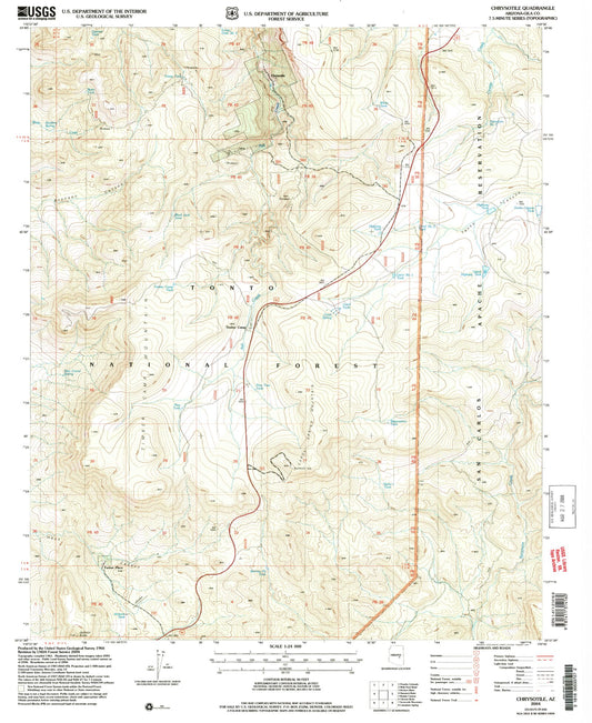 Classic USGS Chrysotile Arizona 7.5'x7.5' Topo Map Image